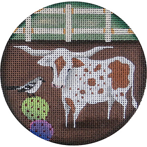 Longhorn - Hand Painted Christmas Ornament Canvas from Rebecca Wood