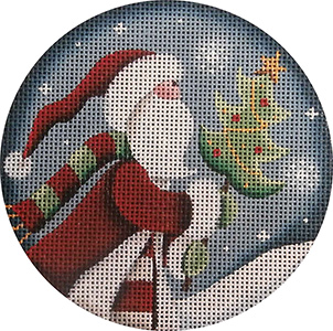 Folk Santa Hand Painted Christmas Ornament Canvas from Rebecca Wood
