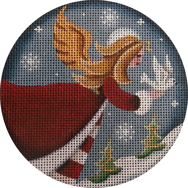 Folk Angel Hand Painted Christmas Ornament Canvas from Rebecca Wood