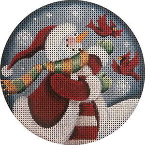 Folk Snolwman Hand Painted Christmas Ornament Canvas from Rebecca Wood