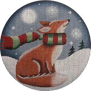 Fox Hand Painted Christmas Ornament Canvas from Rebecca Wood