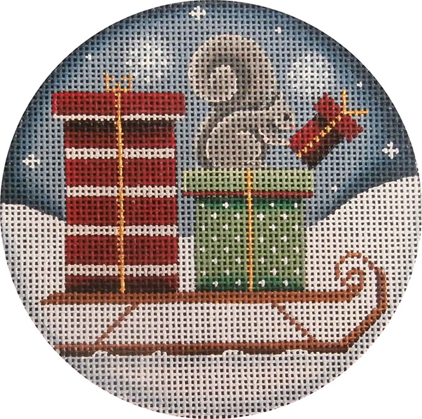 Squirrel Presents Hand Painted Christmas Ornament Canvas from Rebecca Wood