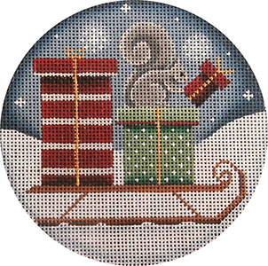 Squirrel Presents Hand Painted Christmas Ornament Canvas from Rebecca Wood