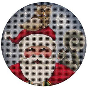 Hootie Santa Hand Painted Christmas Ornament Canvas from Rebecca Wood