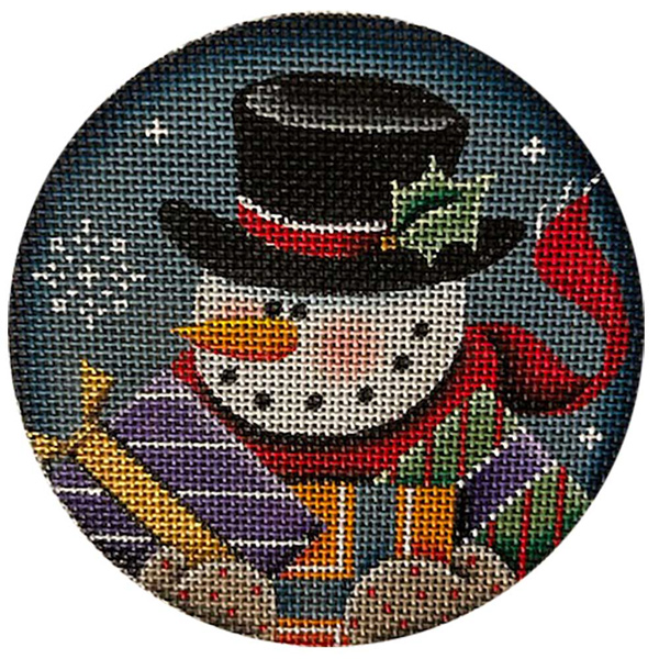 Snowman Gifts Hand Painted Christmas Ornament Canvas from Rebecca Wood