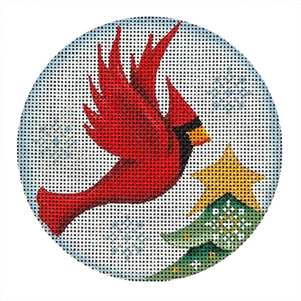 Christmas Cardinal Hand Painted Christmas Ornament Canvas from Rebecca Wood