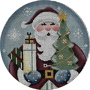 Arctic Santa Hand Painted Christmas Ornament Canvas from Rebecca Wood