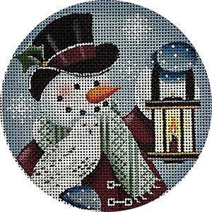 Arctic Snowman Hand Painted Christmas Ornament Canvas from Rebecca Wood