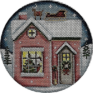 On the Roof Hand Painted Christmas Ornament Canvas from Rebecca Wood
