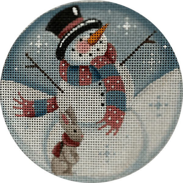 Smiling Snowman Hand Painted Christmas Ornament Canvas from Rebecca Wood