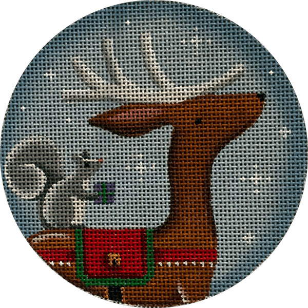 Woodland Present Hand Painted Christmas Ornament Canvas from Rebecca Wood