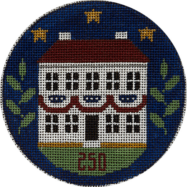 American House Hand Painted Christmas Ornament Canvas from Rebecca Wood