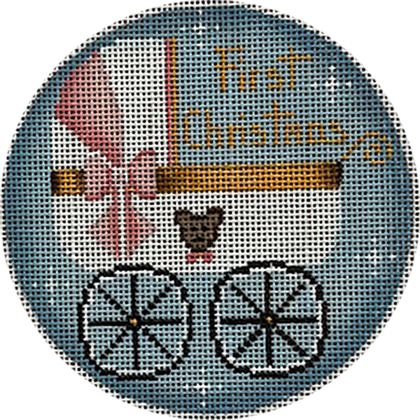 Babies First, Girl - Hand Painted Christmas Ornament Canvas from Rebecca Wood