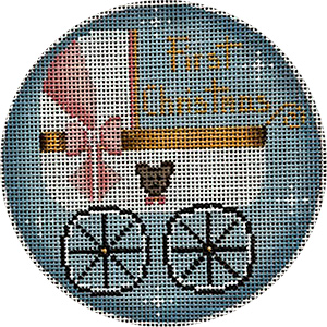 Babies First, Girl - Hand Painted Christmas Ornament Canvas from Rebecca Wood
