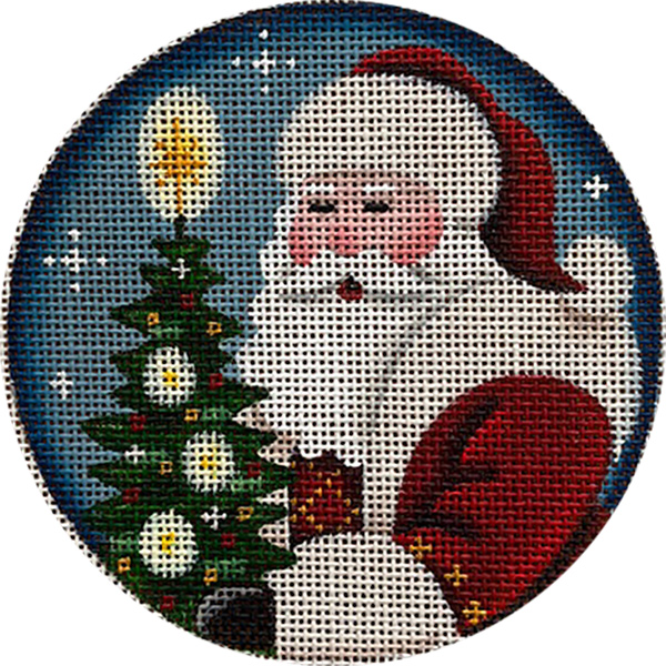 Santa & Tree Hand Painted Christmas Ornament Canvas from Rebecca Wood