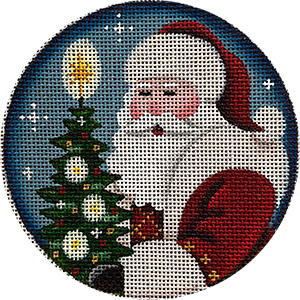 Santa & Tree Hand Painted Christmas Ornament Canvas from Rebecca Wood