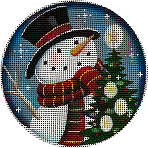 Snowman & Tree Hand Painted Christmas Ornament Canvas from Rebecca Wood