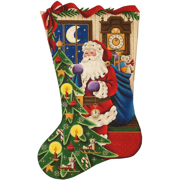 Christmas Time Hand Painted Stocking Canvas from Rebecca Wood
