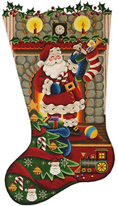 Stockings on the Hearth Hand Painted Stocking Canvas from Rebecca Wood