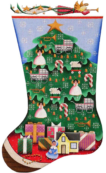 Doll Tree Hand Painted Stocking Canvas from Rebecca Wood