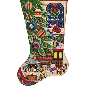 Train Hand Painted Stocking Canvas from Rebecca Wood