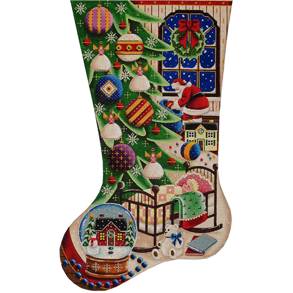 Doll Hand Painted Stocking Canvas from Rebecca Wood