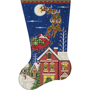 Through the Sky Hand Painted Stocking Canvas from Rebecca Wood