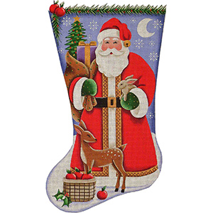 Forest Santa Hand Painted Stocking Canvas from Rebecca Wood