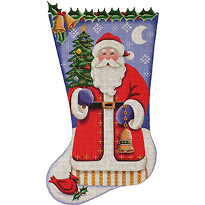 Tree Santa Hand Painted Stocking Canvas from Rebecca Wood