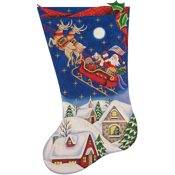 In the Sky Hand Painted Stocking Canvas from Rebecca Wood