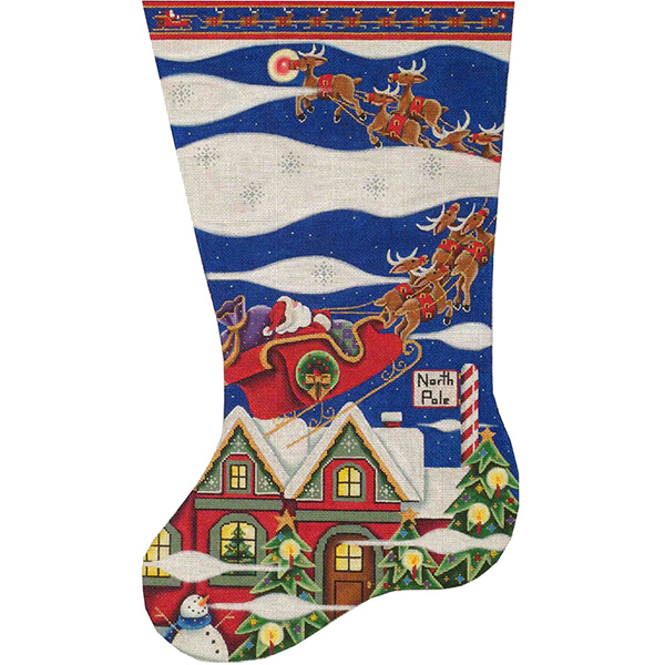 Rudolph Hand Painted Stocking Canvas from Rebecca Wood