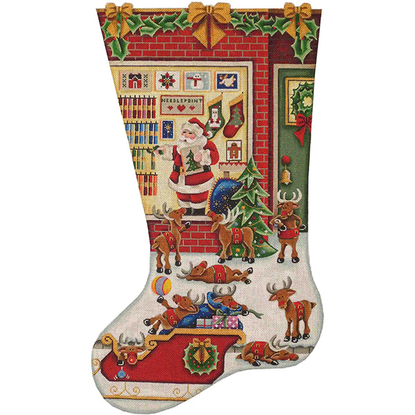 Shopping for Mrs. Clause Hand Painted Stocking Canvas from Rebecca Wood
