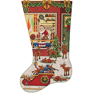 Shopping Sports Hand Painted Stocking Canvas from Rebecca Wood
