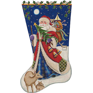 Woodland Christmas Hand Painted Stocking Canvas from Rebecca Wood