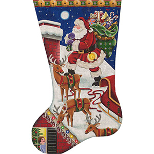 On the Rooftop Hand Painted Stocking Canvas from Rebecca Wood