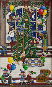 Elf Ingenuity Window Squared Hand Painted Canvas from Rebecca Wood Designs