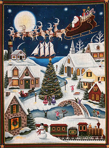 Here Comes Santa Full Panel Hand Painted Canvas from Rebecca Wood