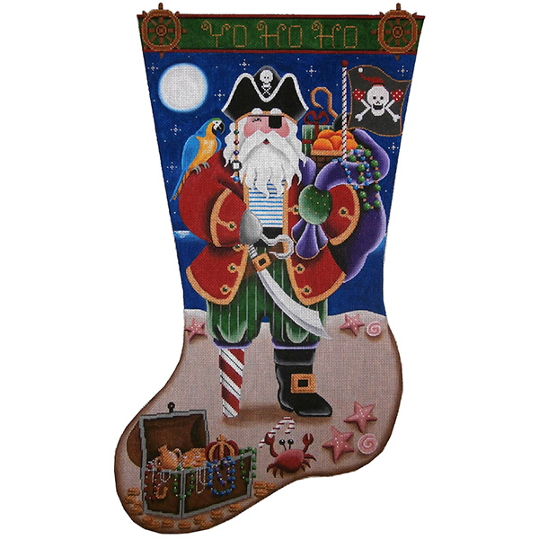 Captain Clause Hand Painted Stocking Canvas from Rebecca Wood