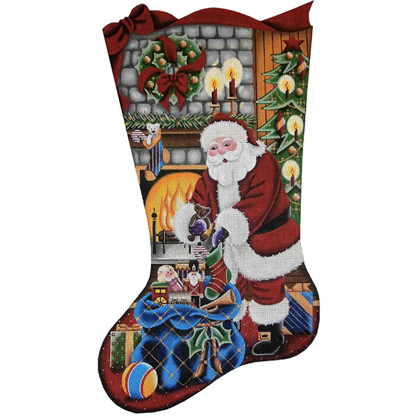 Filling Stockings Hand Painted Stocking Canvas from Rebecca Wood