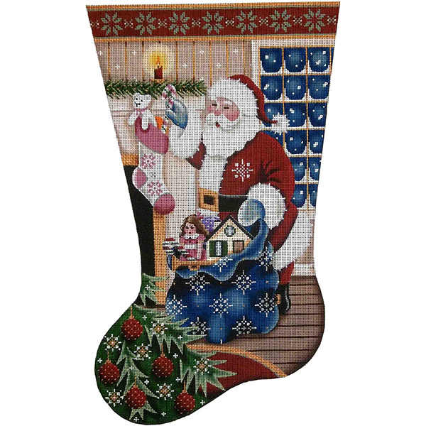 Mantle Hand Painted Stocking Canvas from Rebecca Wood