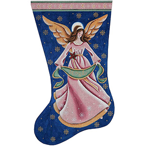 Mauve Angel Hand Painted Stocking Canvas from Rebecca Wood