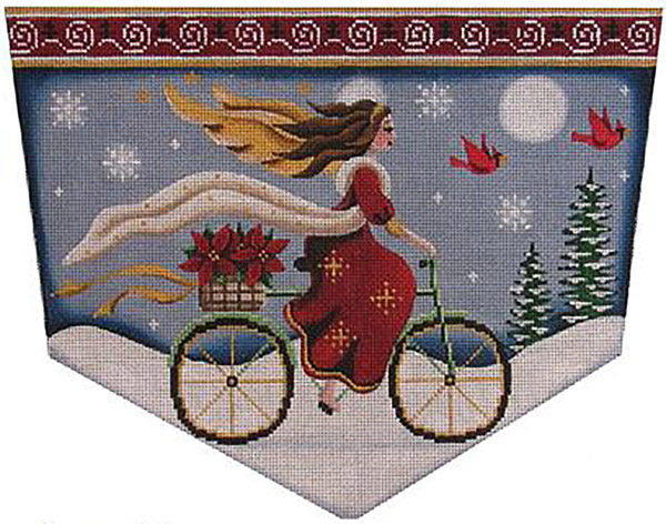 Bicycle Angel Hand Painted Stocking Topper Canvas from Rebecca Wood