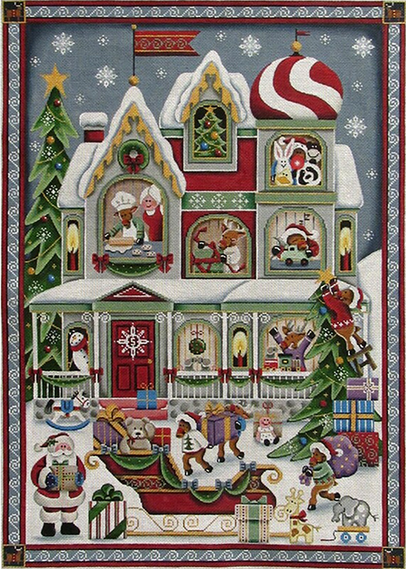 Santa's Helpers Full Panel Hand Painted Canvas from Rebecca Wood