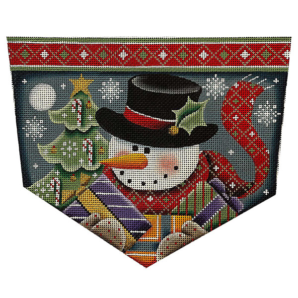 Snowman Gifts Hand Painted Stocking Topper Canvas from Rebecca Wood