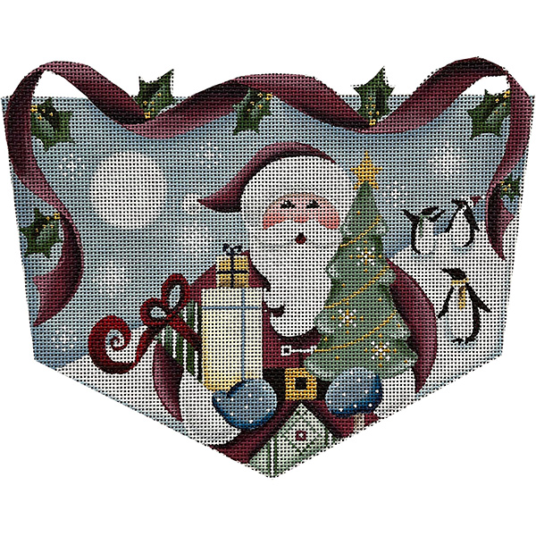 Arctic Santa Hand Painted Stocking Topper Canvas from Rebecca Wood