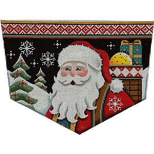 Night Santa Hand Painted Stocking Topper Canvas from Rebecca Wood
