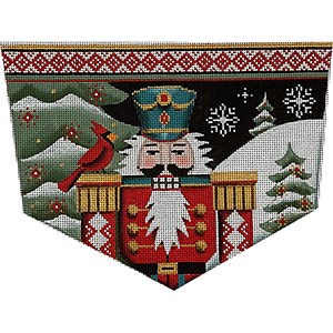 Night Nutcracker Hand Painted Stocking Topper Canvas from Rebecca Wood