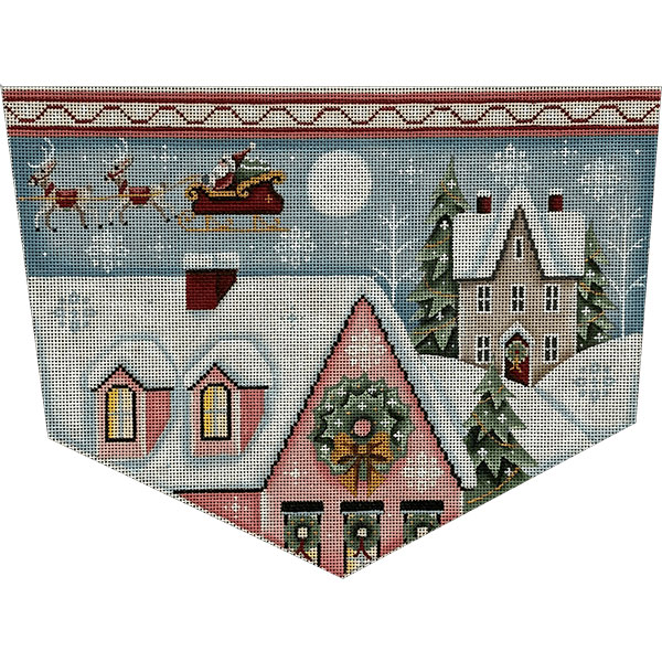 Happy Christmas (Pink) Hand Painted Stocking Topper Canvas from Rebecca Wood