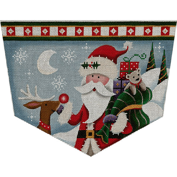 Retro Santa Hand Painted Stocking Topper Canvas from Rebecca Wood
