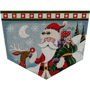 Retro Santa Hand Painted Stocking Topper Canvas from Rebecca Wood